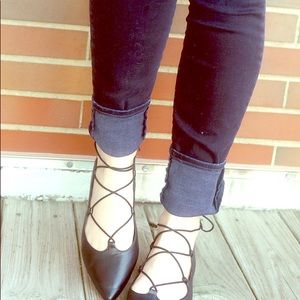 J Crew Lace-up Ballet Flats